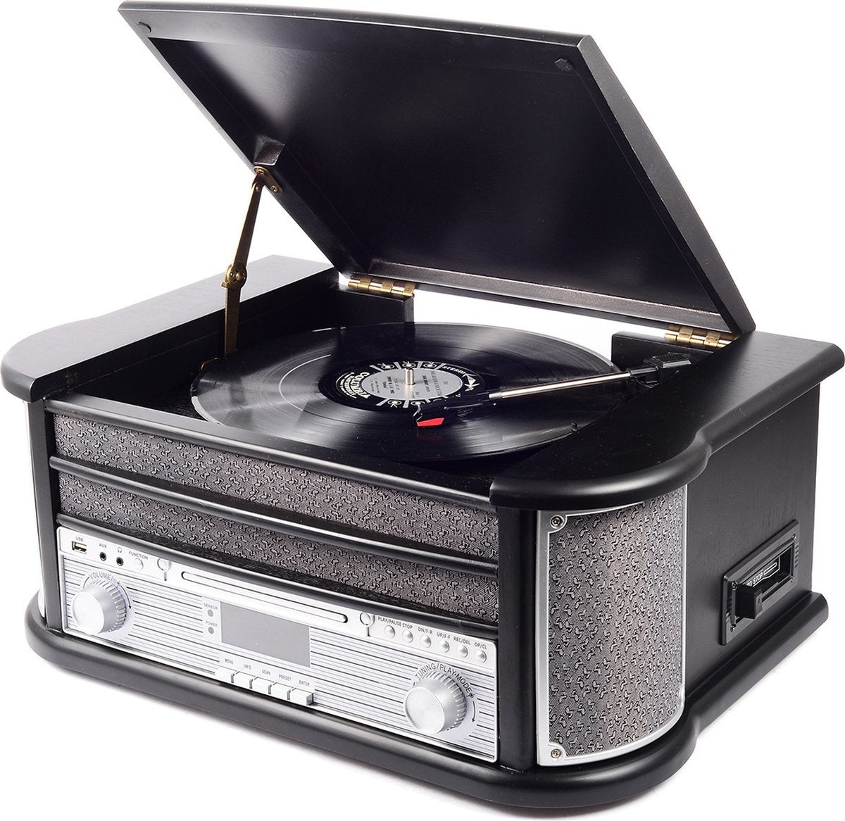 Lecteur de disque rétro - Denver - Haut-parleurs et amplificateur intégrés - Radio DAB - Radio CD Player - MRD51 - Bois