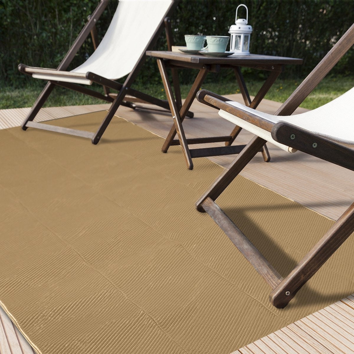 LifeGoods Tapis d'extérieur - 120x180CM - Tapis - Tapis de jardin - Sac de transport inclus - Beige