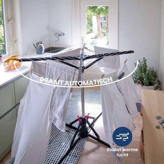 Séchoir à linge électrique Nexxt – 17M – Économe en énergie (10 W) – Pliable – Rotation automatique
