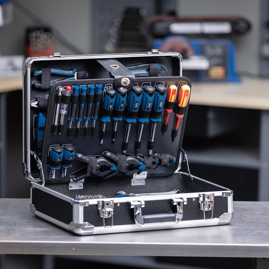 Coffre à outils Scheppach TB200 - 141 pièces - Coffre à outils complet - Jeu d'outils dans un coffre - acier au chrome-vanadium