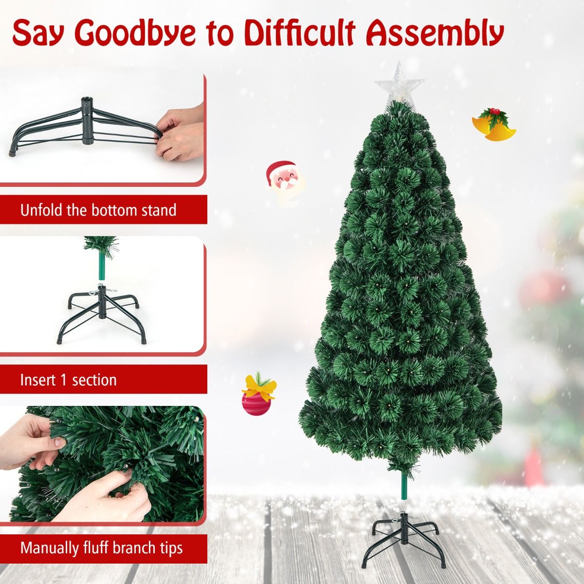 Coast Artificial Christmas Tree - 150 cm - Vert - 170 LED - Avec étoile et 8 niveaux de lumière