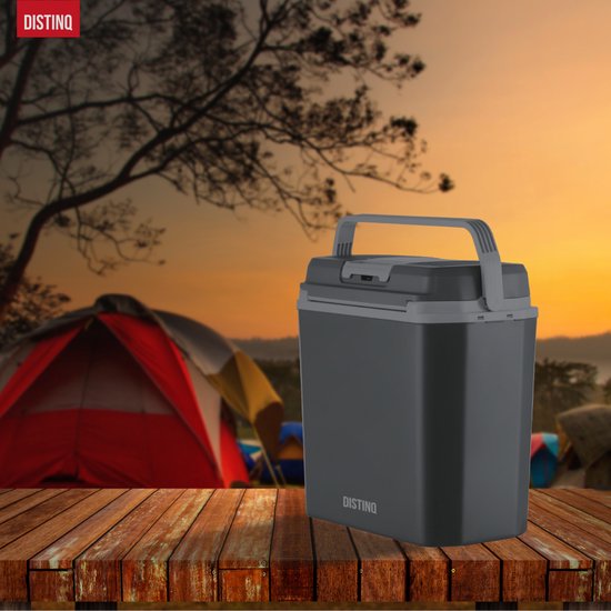 DistinQ Glacière électrique pour voiture et camping - Glacière électrique avec fonction chauffage - 12v 230 Volt - 20L - Gris