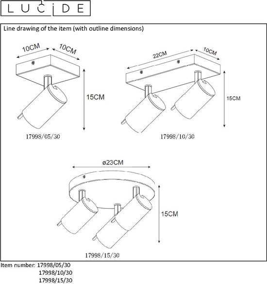 Lucide GRONY - Spot de plafond (lampe de plafond) - LED « Dim to warm » - GU10 - 1x5 W 2200 K/3000 K - Noir