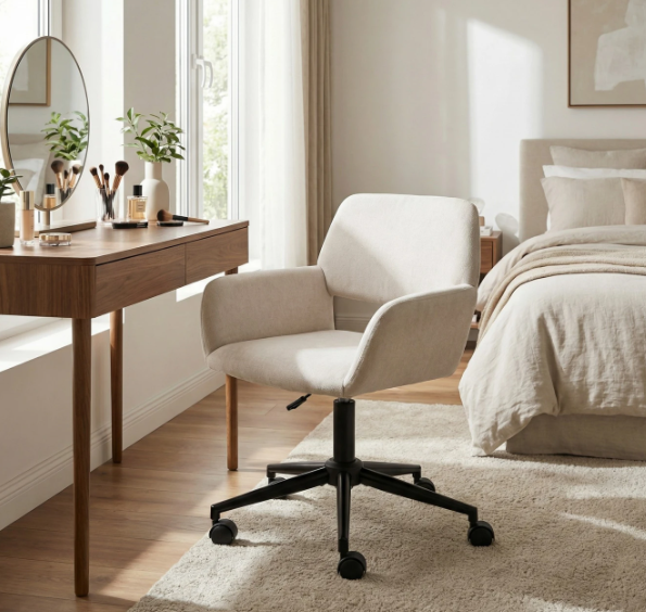 Chaise de bureau pour enfant Urban Meuble en tissu - Beige - 57,5 x 58 x 84,5 cm - Réglable en hauteur