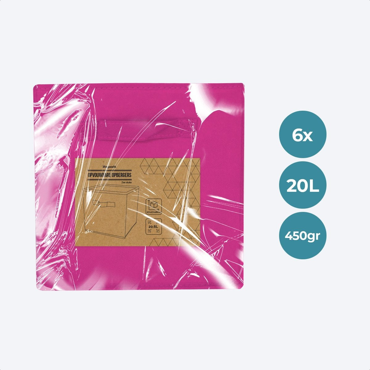 LifeGoods Organiseurs de placards - 6 pièces - 20L - Textile - Rose