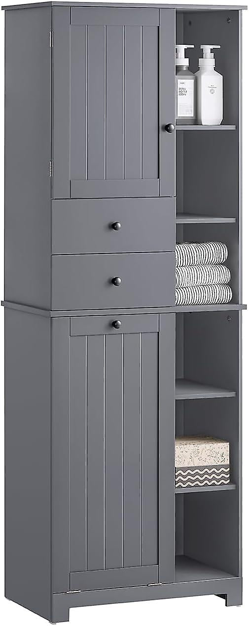Sobuy Armoire de salle de bain avec panier à linge - Noir - 60x37x170 cm