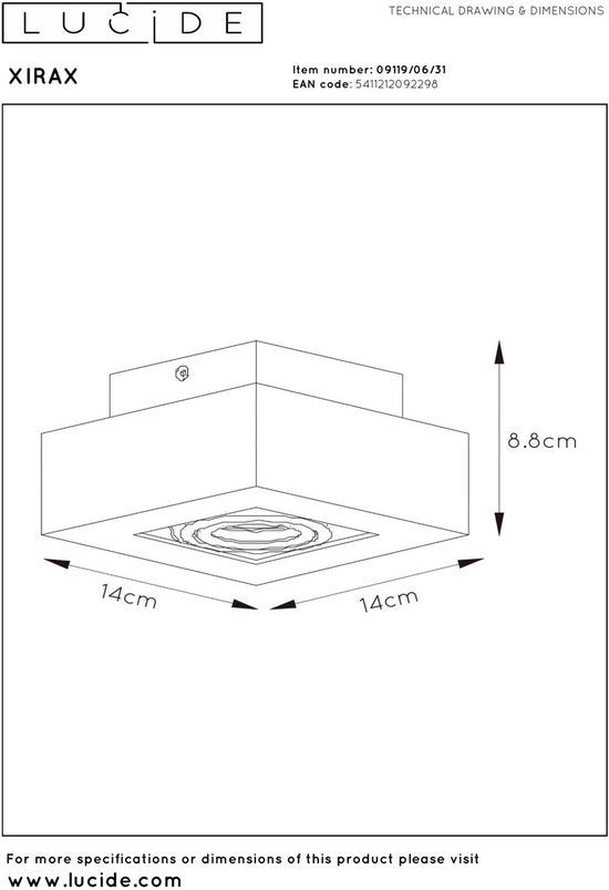 Lucide XIRAX - Spot de plafond (lampe de plafond) - LED « Dim to warm » - GU10 - 1x5 W 2200 K/3000 K - Blanc