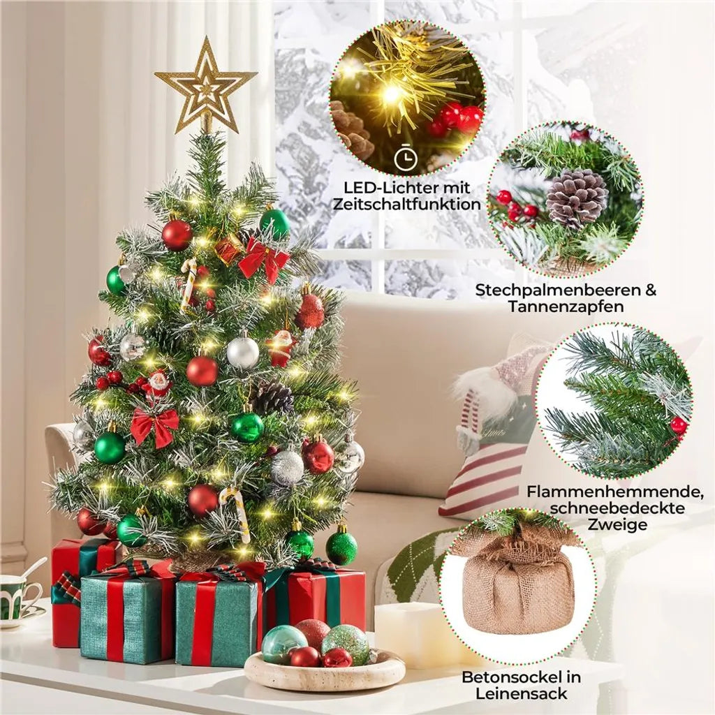 Yaheetech : lot de 2 sapins de Noël artificiels de 92 cm avec neige et LED
