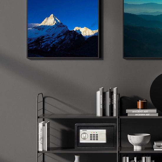 Auronic Coffre-fort électronique - Serrure Digitale - Clé - Montage mural - Porte 4.3cm - Alarme 130dB - 8L - 31x20x20cm - 4.5KG - Acier - Noir
