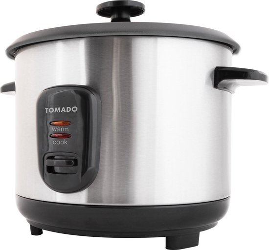 Tomado TRC1001S - Cuiseur de riz - 5 portions - Capacité de 1 litre - Fonction maintien au chaud - Revêtement antiadhésif - Sans PFAS - Design en acier inoxydable