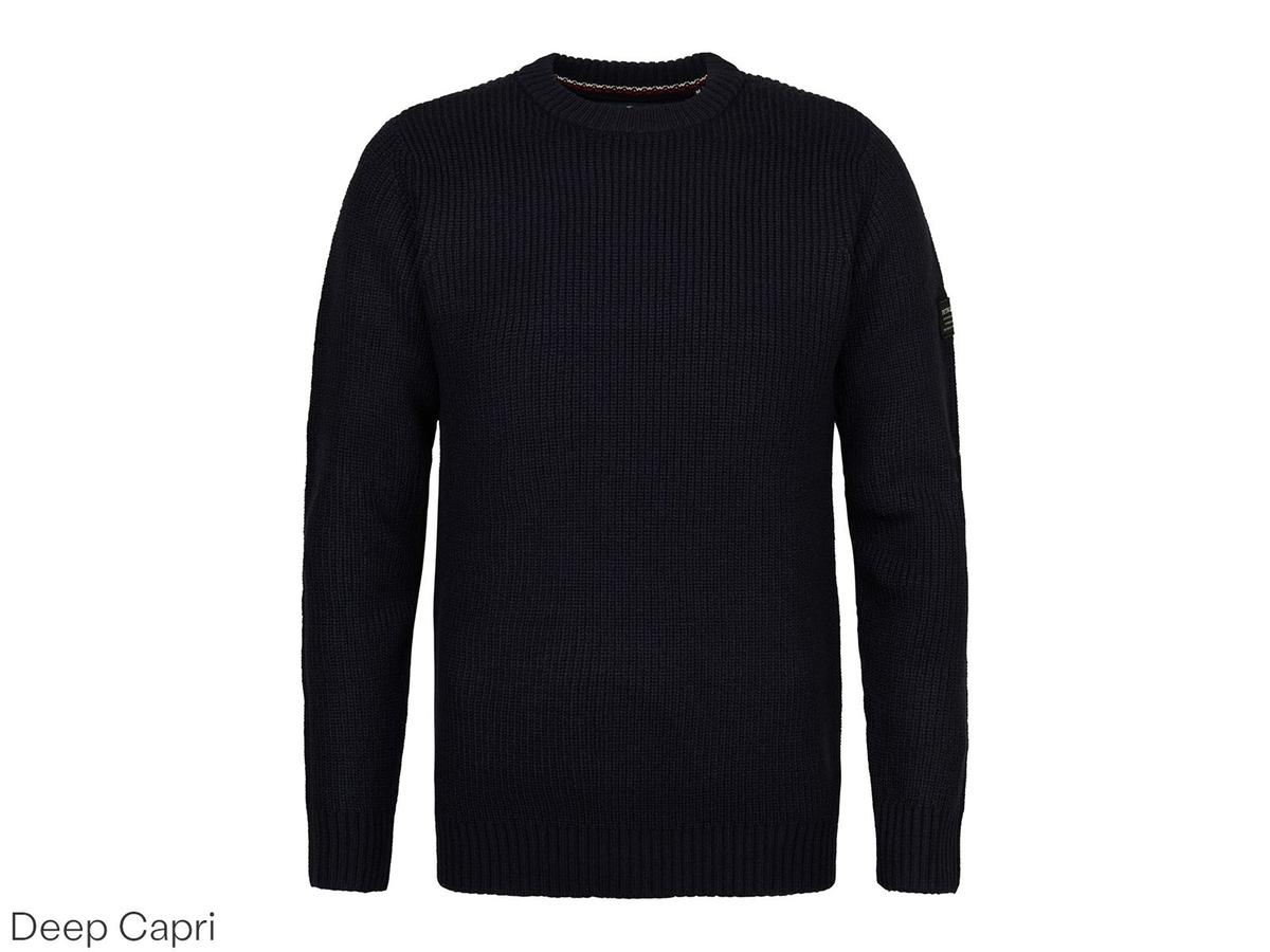 Pull en maille couleur pétrole à col rond - Modèle basique - taille XXL - Noir intense