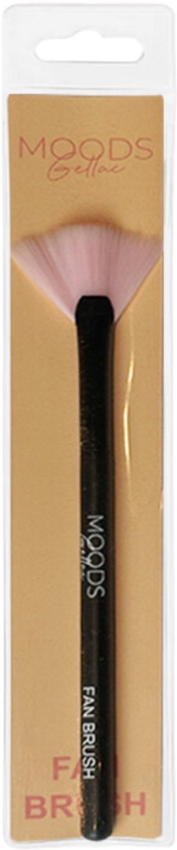 Moods Gellac Fan Brush Pinceau à ongles - Noir - 8 cm x 1 cm x 1 cm - Parfait pour la peinture en gel, les ongles en acrylique et le nail art