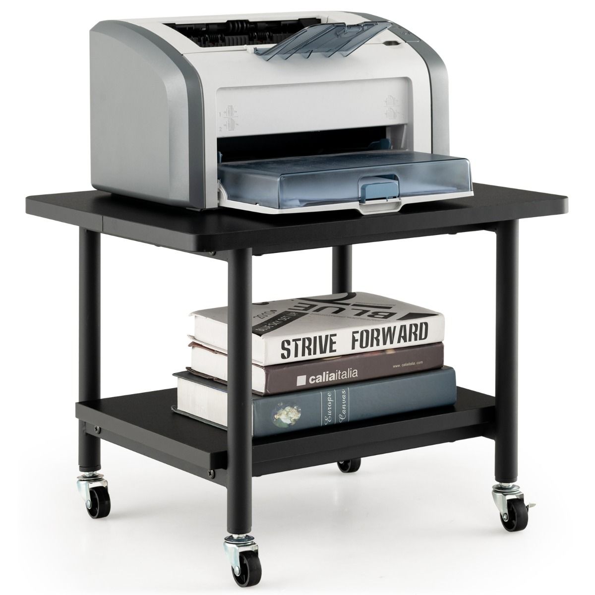 Table à imprimante Coast avec 4 roulettes - Noir - 49 x 40 x 38 cm