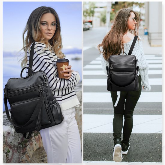 Sac à dos Glennoo - Sac à dos femmes - Anti-éclaboussures - Noir - PU