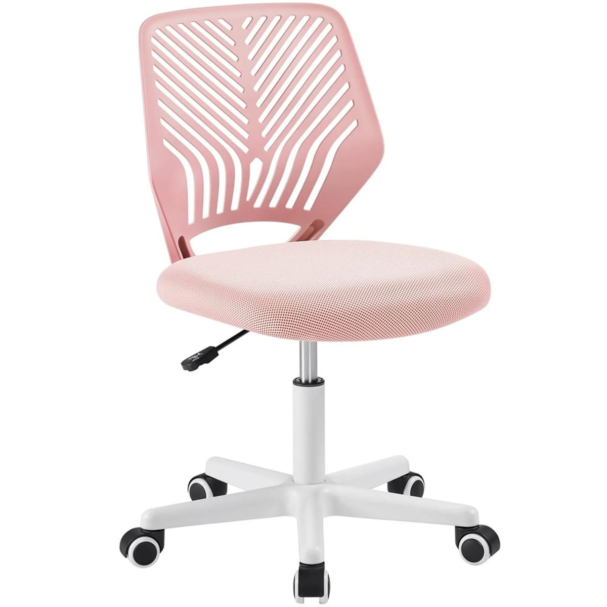 Chaise de bureau sans accoudoirs, réglable en hauteur et pivotante à 360°, rose pâle