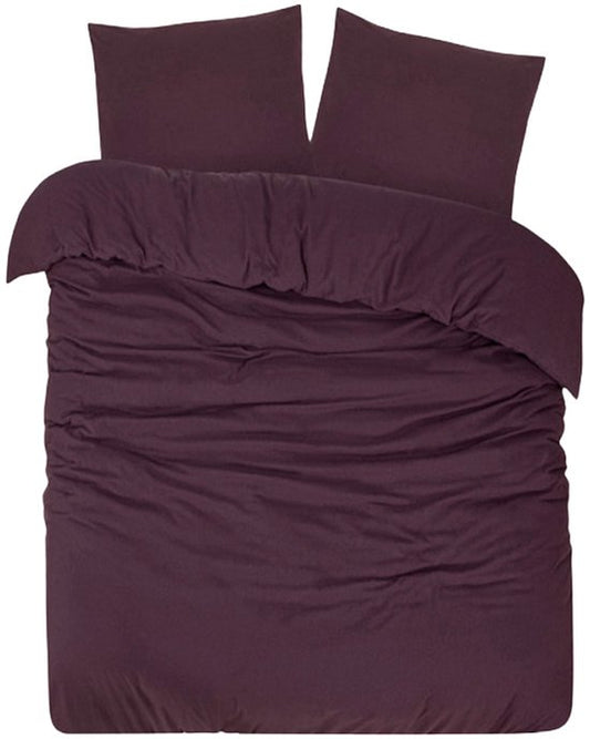 Housse de couette DoubleDry en flanelle 100 % coton doux - Lit simple 140 x 200/220 cm + 1 taie d'oreiller - Respirante et douce pour la peau - Violet