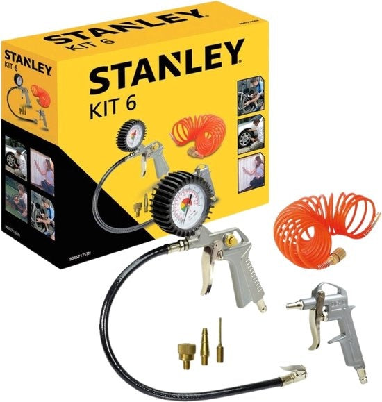 STANLEY Luchtgereedschapset 6-delig - met 3 mondstukken