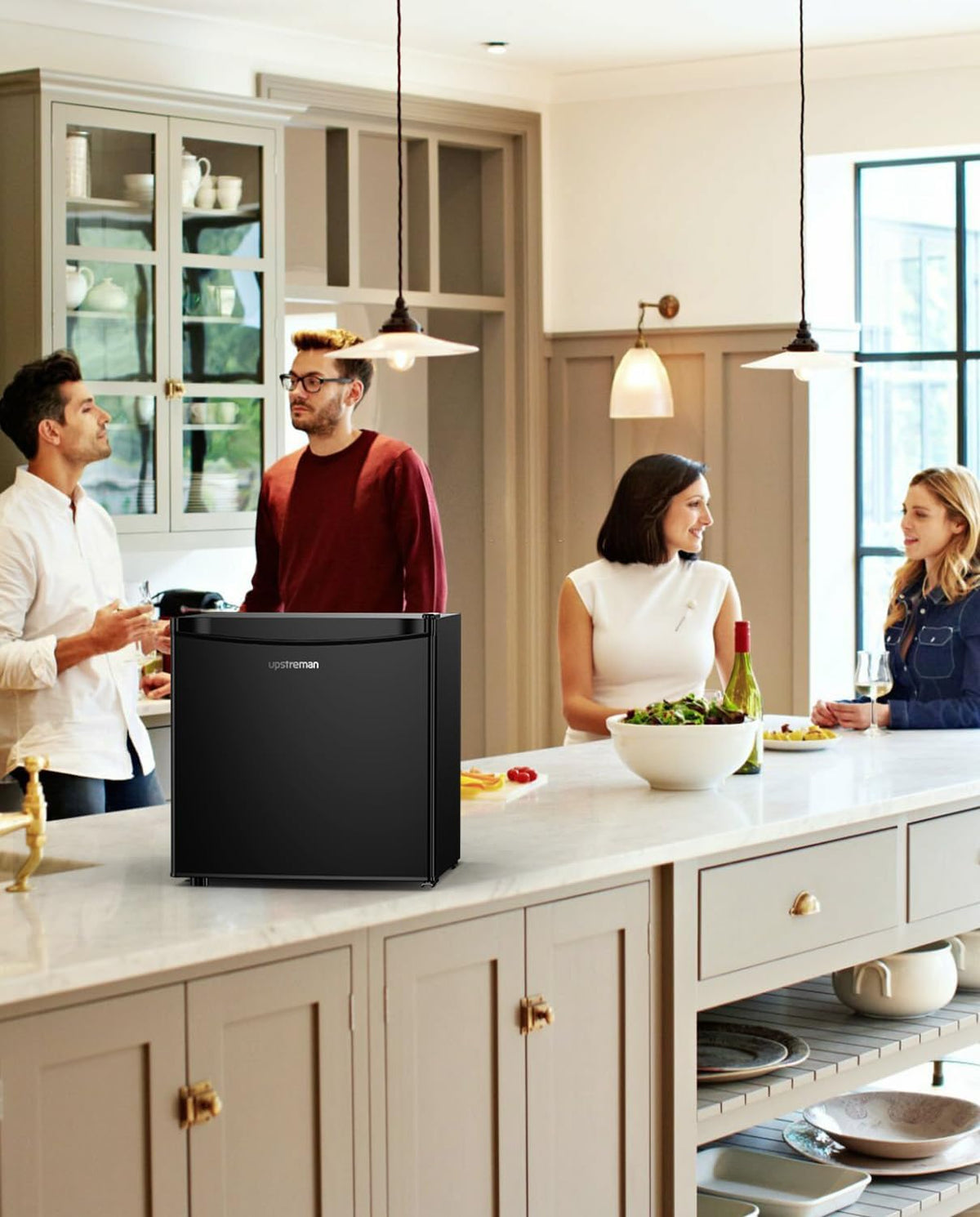 Mini-réfrigérateur Upstreman avec compartiment congélateur FR17 – 46 litres – Silencieux (41 dB) – Noir – Métal