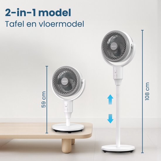 Auronic Ventilateur trépied - Ventilateur sur pied - Refroidisseur d'air - Ventilateur de sol et de table - Omni - 3 vitesses - Ventilateur silencieux - Ventilateur - Avec télécommande - Noir