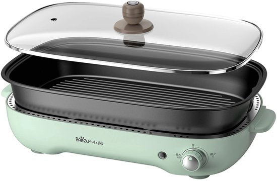 Barbecue électrique et fondue 2-en-1 Bear – 4 L – 1 200-1 400 W – Température réglable à volonté (0–230 °C) – Plaque de cuisson et casserole amovibles