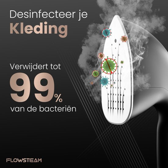 FLOWSTEAM® PRO Défroisseur à linge - Défroisseur à main - Nettoyeur vapeur - Défroisseur à linge - 150 minutes de vapeur - Cordon de 2,5 m - Noir