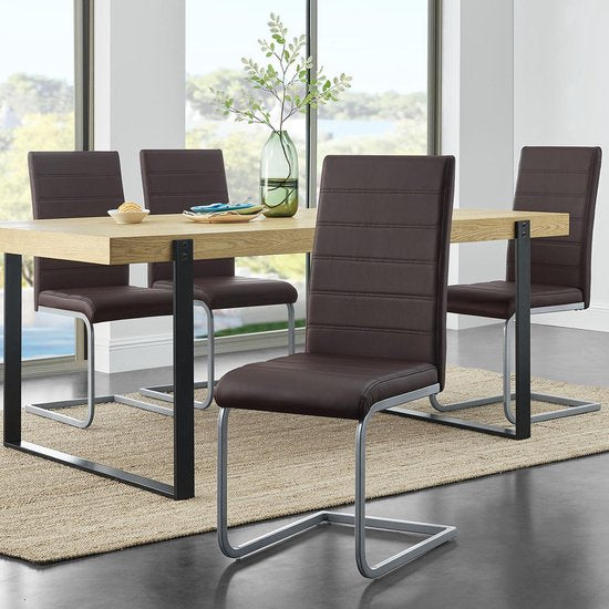 4 Chaises de salle à manger / chaise - Vegas - Cuir synthétique - Marron