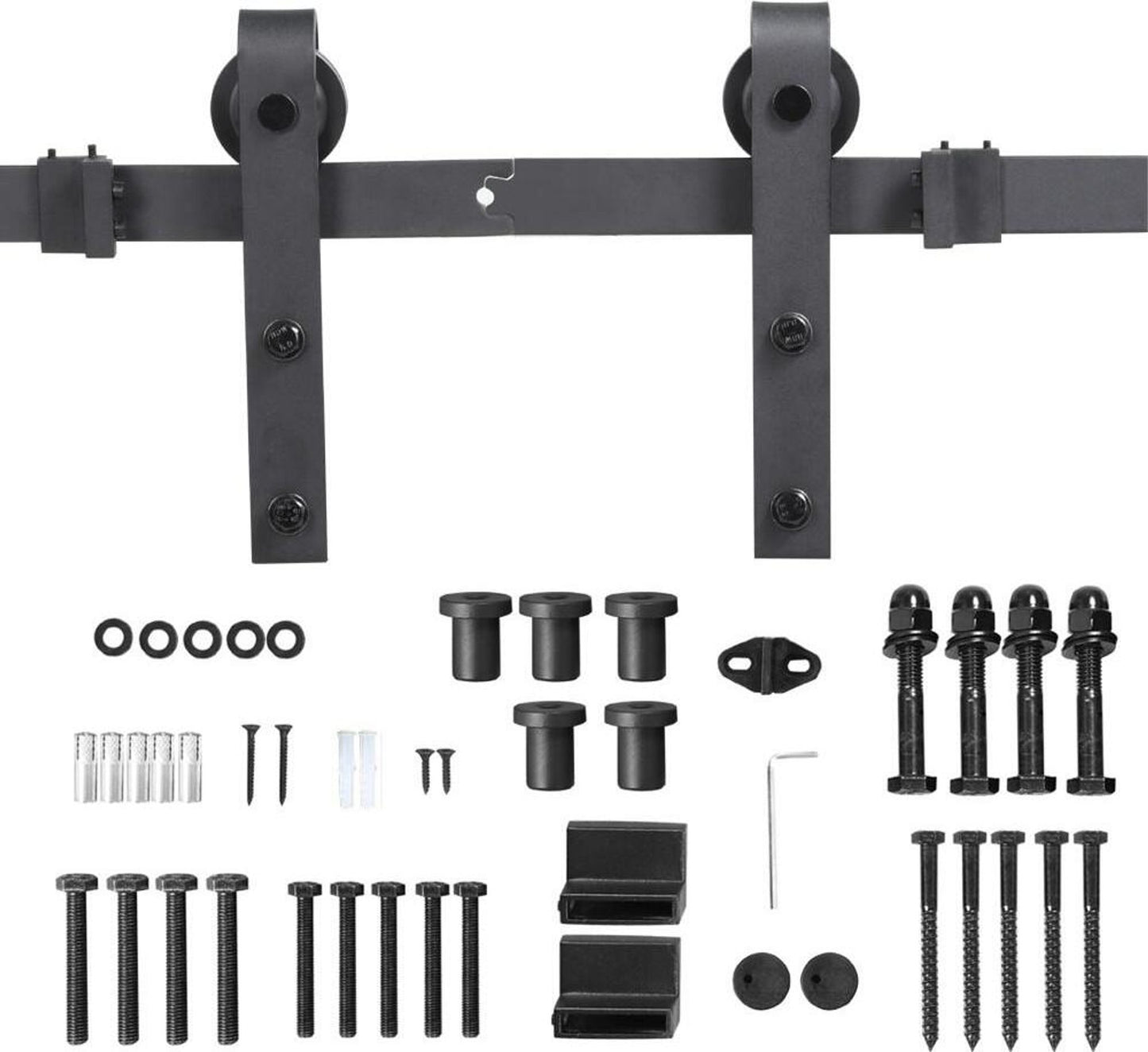 Yaheetech Sliding Door Rail System - 200 cm - Black - Complete Hardware for Wooden Sliding Door up to 100 kg