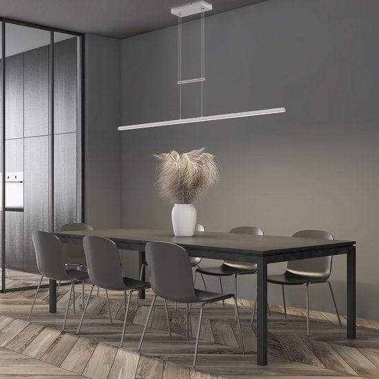 Suspension Profilo 3318ST de Steinhauer, en acier, largeur 150 cm, hauteur réglable de 110 à 170 cm, 2 100 lumens, design moderne pour une utilisation en intérieur