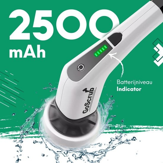 GoScrub® Cleaning King V1 - Brosse de nettoyage électrique - Brosse à récurer électrique - pour la salle de bain ou la cuisine - Brosse à récurer avec manche - 9 accessoires