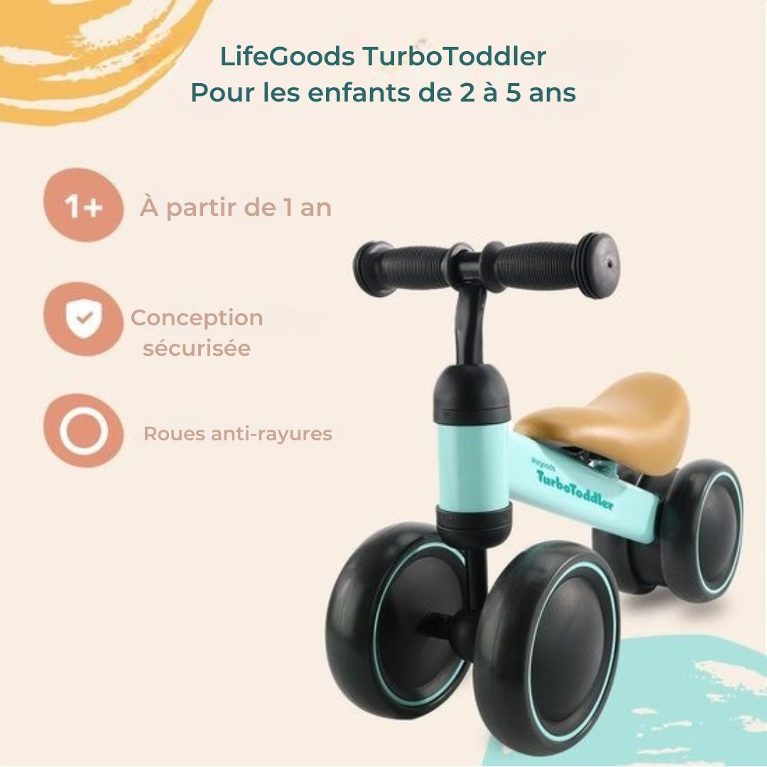 Scooter pour enfants - LifeGoods TurboToddler Balance Bike - Jouets à partir de 1 an - Vert Menthe