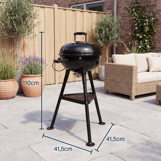 Barbecue Princess Hybride Kogel - Barbecue électrique et au charbon de bois - 2000 W - Thermostat réglable et amovible - Grille de cuisson revêtue - Couvercle avec thermomètre intégré - 112270