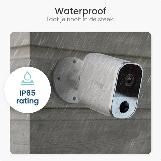 Gologi wireless camera on battery - Caméra de sécurité - Avec vision nocturne - Caméra WiFi - Caméra de sécurité - Rechargeable - Application en néerlandais - Blanc