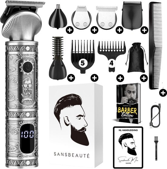 Tondeuse barbe homme 6-en-1 - Tondeuse pour barbe et corps - 6 accessoires inclus - Tondeuse corps homme - Tondeuse corps homme - Tondeuses - 0.5-15MM - Nez et oreilles - Multitrimmer - Hair Trimmer - Trim Device Beard Machine - Multigroomer