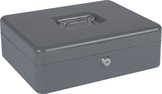 BRASQ Tirelire - Coffre à clés - Coffre à 5 compartiments Trieur de pièces - Acier - 30x24x9 cm Gris