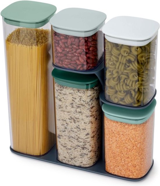 Joseph Joseph Editions Boîtes de conservation - Bocal de rangement avec support - Lot de 5 pièces - Vert