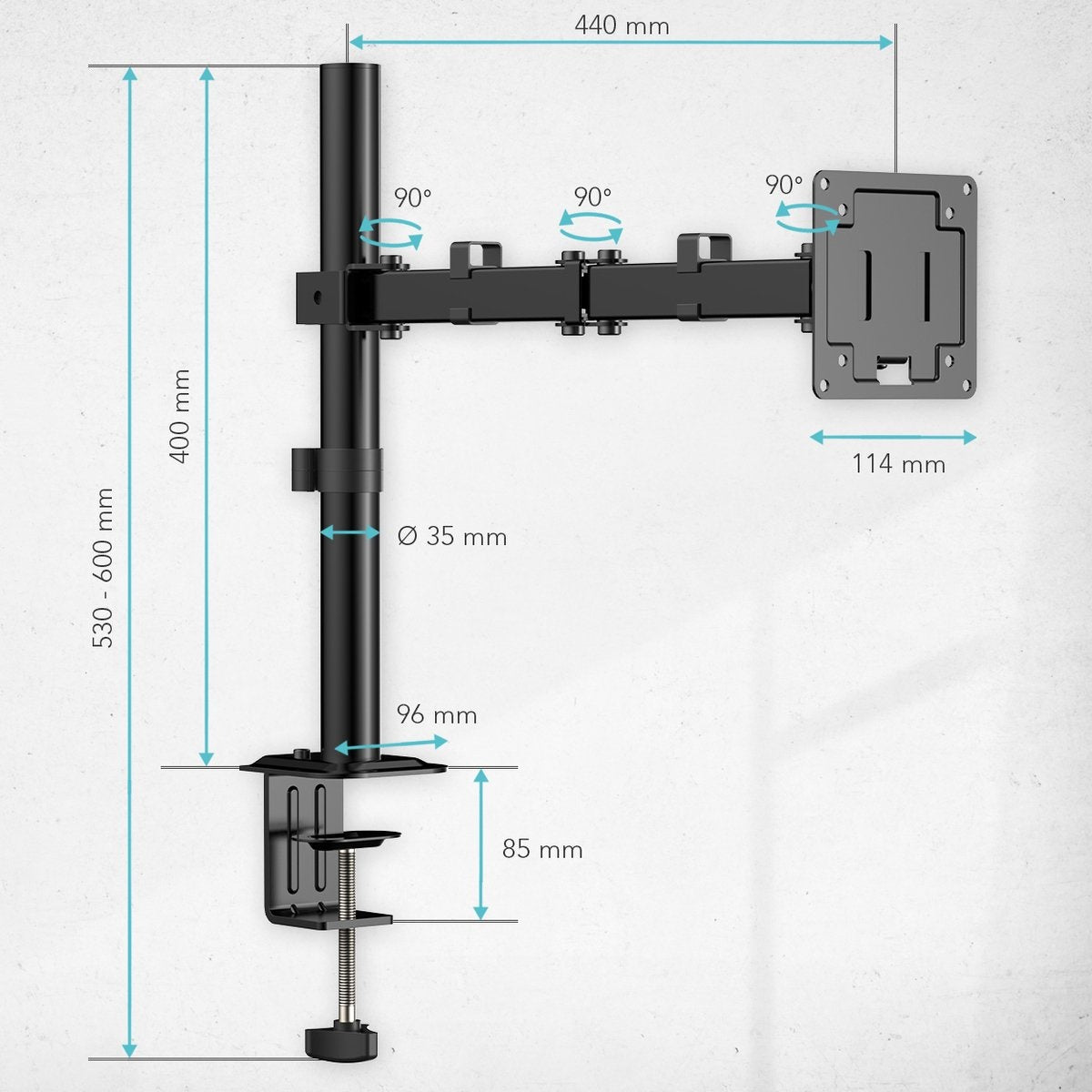 Auronic Monitor Arm - 1 écran - 13 à 32 pouces - réglable - acier - noir