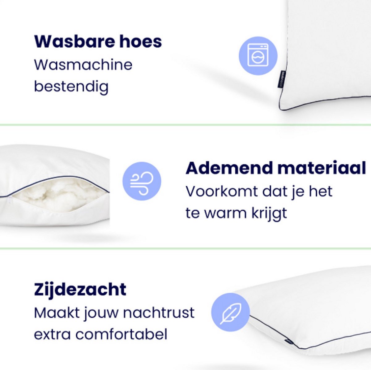 Oreillers de luxe Soulsnooze - Lot de 2 - 40x80 cm - Moyen - Réglable et antiallergique
