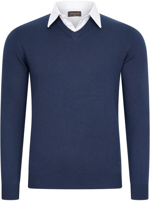 Cappuccino Italia - Pull-over homme à col roulé - Bleu - Taille XL