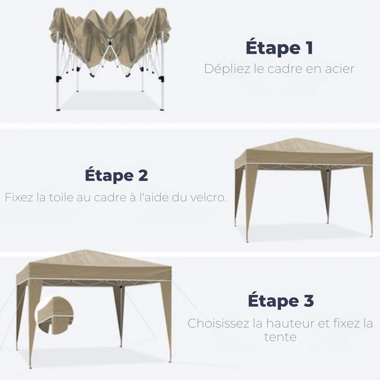 Tonnelle de jardin - LifeGoods - Pavillon - Tente de fête - 3x3 m - Montage facile - Pliable - Avec sac de transport - Beige