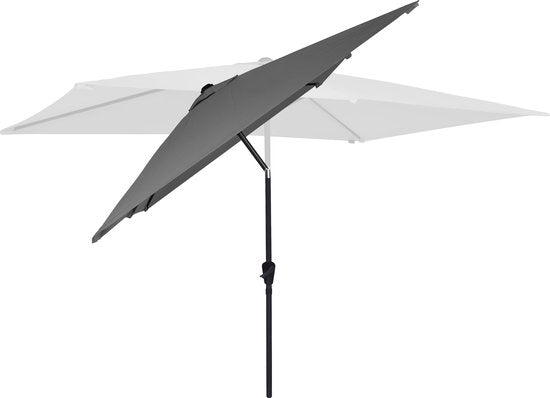 VONROC Premium Parasol Stick Rapallo 200x300cm - Housse de protection incluse - Parasol rectangulaire - Inclinable - Toile résistante aux UV - Gris