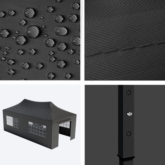 LifeGoods Tente de réception - 3x6 m - Parois latérales - Montage facile - Anthracite