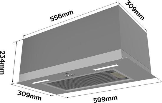 CIARRA CBCS6926A, hotte aspirante encastrable 60 cm - 650 m³/h - acier inoxydable - A+++