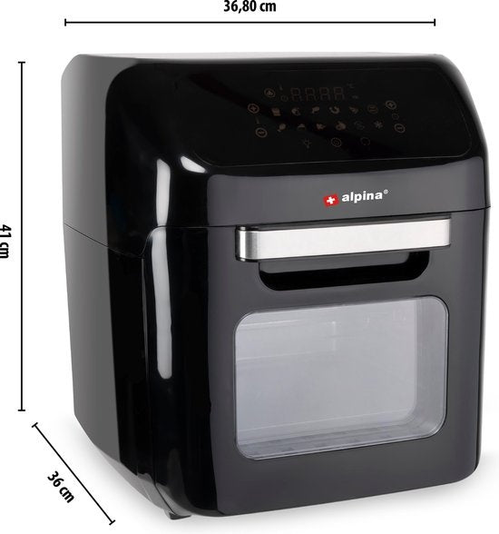 alpina Airfryer Oven 12L - Friteuse à air chaud 1800W - Four à air chaud avec fonction Bake et Grill