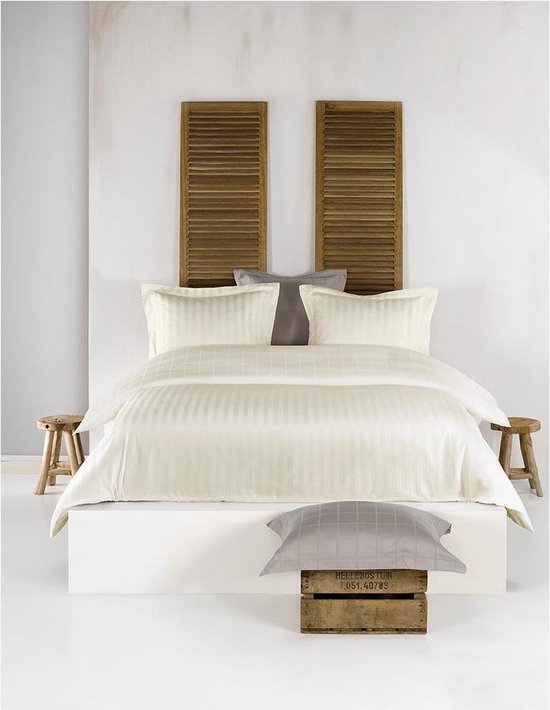 Housse de couette De Witte Lietaer en satin de coton Zygo - Lit jumeaux - 240 x 220 cm - Ivoire