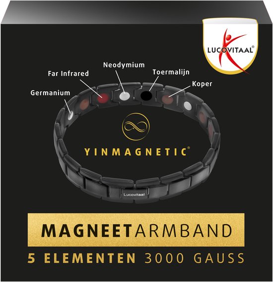 Bracelet magnétique Lucovitaal Yinmagnetic, noir