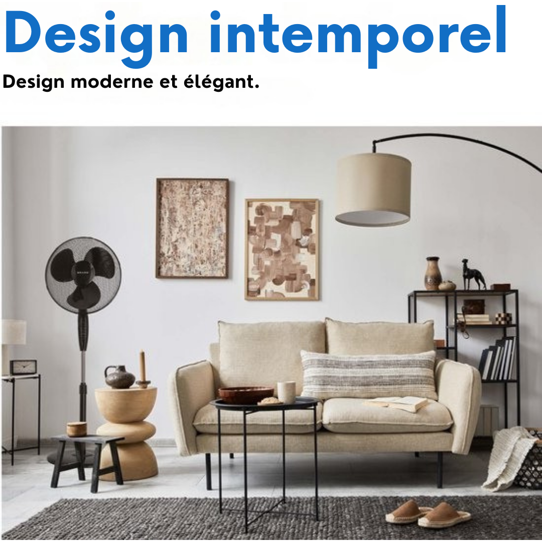 BRASQ Ventilateur trépied - 40 cm - Noir - Avec télécommande - Minuteur - Mode veille - Réglable en hauteur - Ventilateur silencieux - 40 Watts