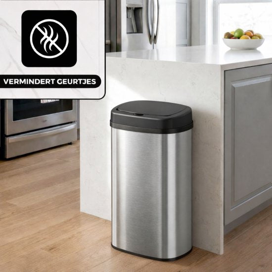Bayt Poubelle - Poubelle 60 litres - Poubelle - Corbeille - Métal - Argent