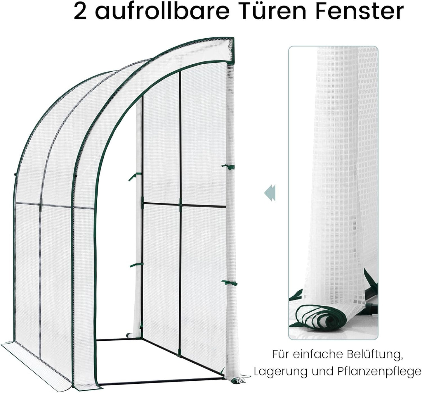 Serre de jardin Woltu - Demi-cercle - 200 x 100 x 210 cm - Blanc