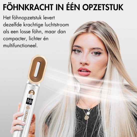Sansbeauté® 9-in-1 Airstyler with Diffuser and Storage Box - Multistyler - Hair dryer brush short hair - Hair curler - Hair styler - Hair dryer - Heat brush - Curling brush - Curling iron - Hair straightener - Styling brush - 5 in 1 Hairstyler