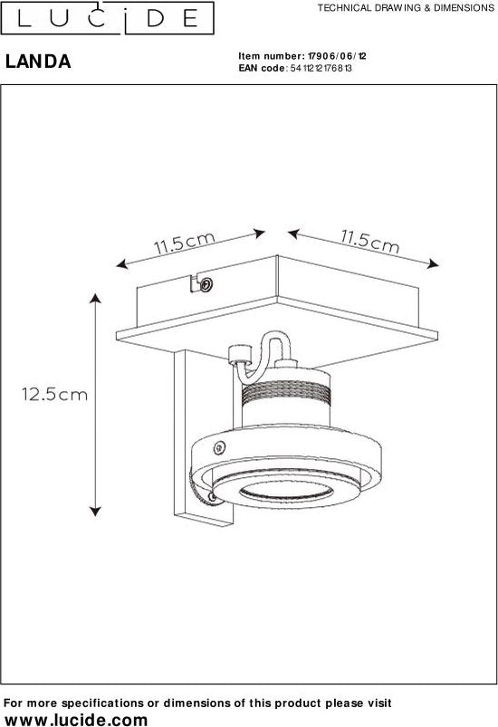 Lucide LANDA - Spot de plafond - LED à intensité variable vers les teintes chaudes - GU10 - 1x5 W 2200 K/3000 K - Chrome mat